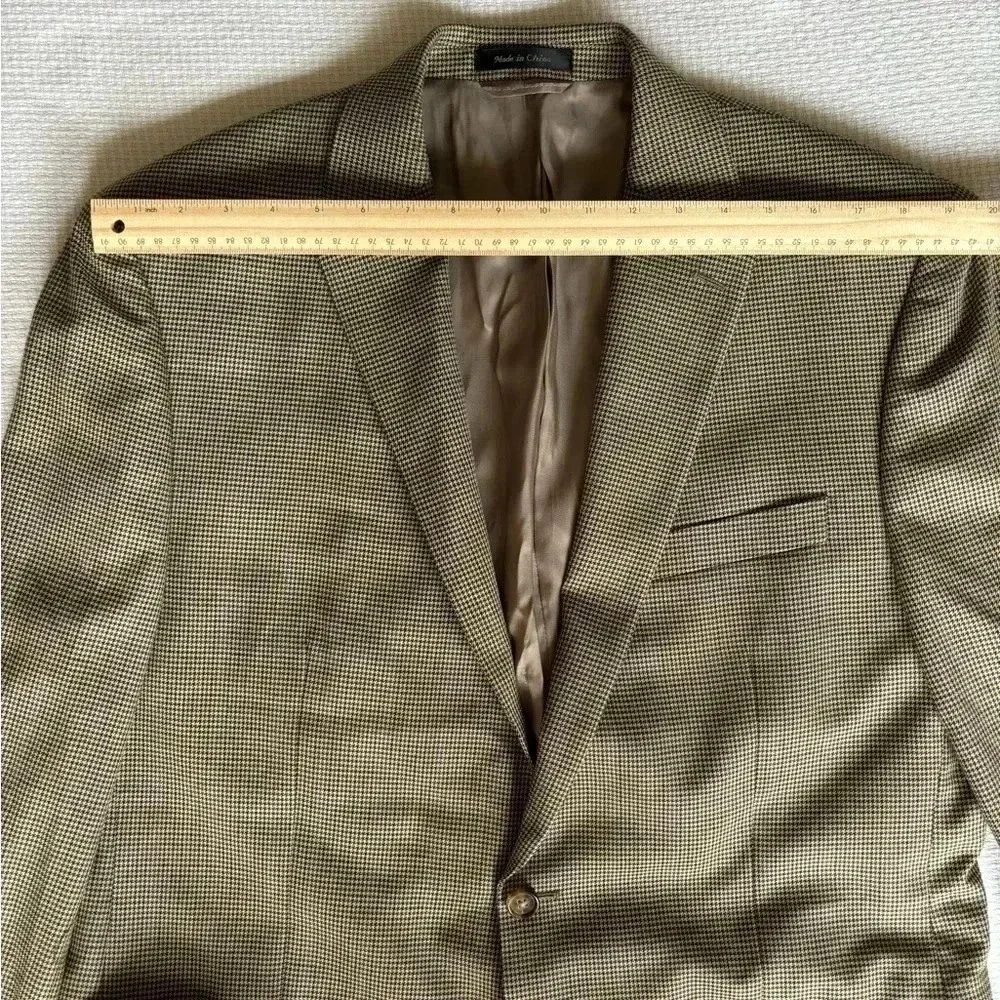 Lauren Ralph Lauren Blazer Men’s 44 L Brown Houndstooth Two Button Notched
